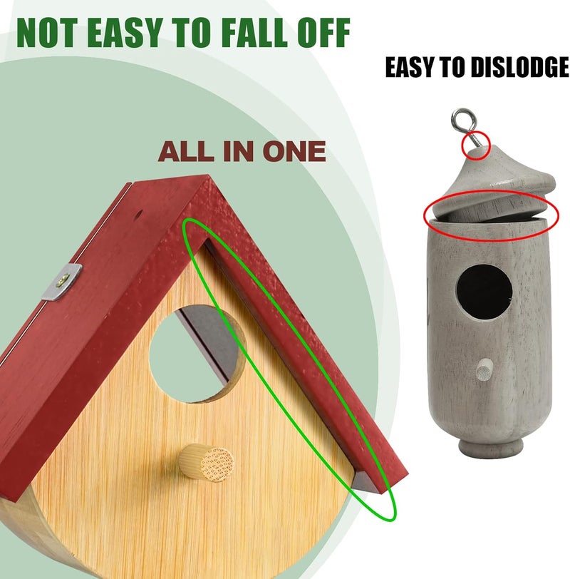 DFANG 2 Pack Hummingbird House, Window View Wooden Bird Houses for Outside Hummingbird Houses for Nesting, Hanging Chickadee House for Indoor Outdoor with Hemp Ropes - Image 4